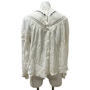 Free People Abigail Victorian Eyelet Top Ivory Blouse Size M thumbnail 10