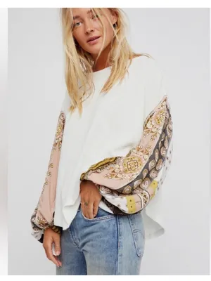 We The Free (Free People) "Blossom" Thermal Patchwork Sleeve Top thumbnail 4