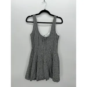 Bailey 44 Gingham Linen Blend Mini Dress Pockets Size 10 Picnic Coquette thumbnail 2