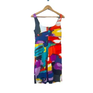 Bisou Bisou Multi Color Pleated Sleeveless Dress Size 12 thumbnail 3