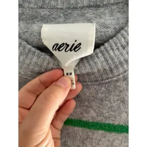 Aerie Unreal Sweater Womens M‎ Gray Green Stripe Pullover Oversized Comfort thumbnail 3