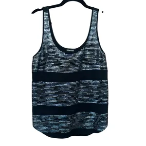 Y2K Indie Sleeze Glam Express Sequins Beaded Tank Top M Going Out Metallic Disco thumbnail 2