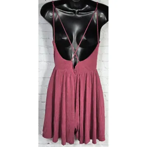 Silence + Noise Burgundy Burnout Backless Strappy Jumpsuit Romper Size‎ L thumbnail 2