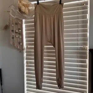 Free People Echo beige harem jogger lounge pants oversized drop crotch size M thumbnail 2