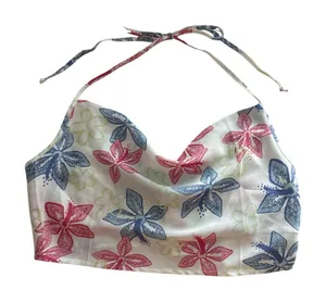 New Pacsun‎ LA Hearts White Pink Blue Floral Halter Tank Top Size Medium thumbnail 1