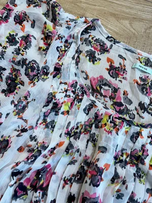 Womens Kimchi Blue White Floral Sheer Blouse - S thumbnail 2