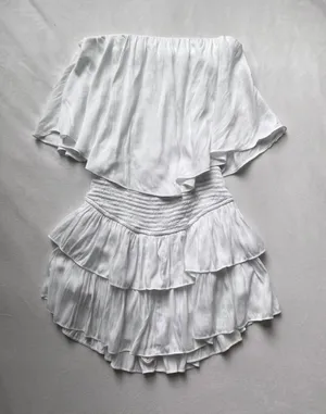 White ruffle preppy mini dress thumbnail 1