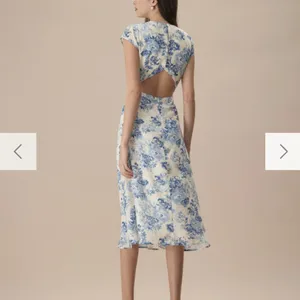 RIHOAS The Blue Round Neck Cap Sleeve Floral Midi Dress thumbnail 4
