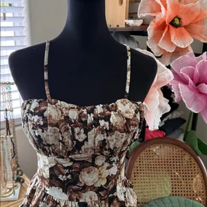 Abercrombie Floral Strapless Convertible Ruched Garden Cottage Boho Maxi Dress thumbnail 3