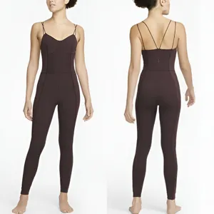 Nike Womens Yoga Luxe Dri-FIT Corset Balletcore Bodysuit Jumpsuit Size XXL Brown thumbnail 2