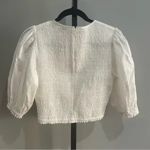 Intermix White Ruched Women's Top Size Large thumbnail 2