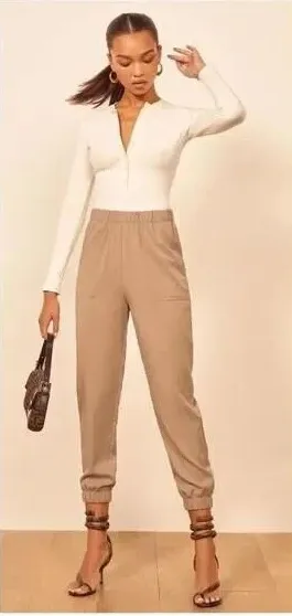 Reformation Montana‎ Tencel Jogger Pants High Waist Utility Minimalist Womens Sm thumbnail 1