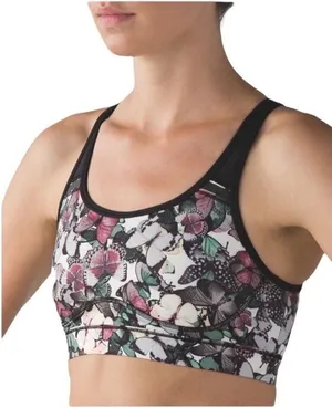 Lululemon Sweaty or Not Bra II So Fly Butterfly‎ Angel Wing Sports Bra Size 4 thumbnail 1