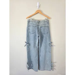 EDIKTED Low Rise Wide Leg Jeans Size Large‎ Bows 4 Days NEW thumbnail 6