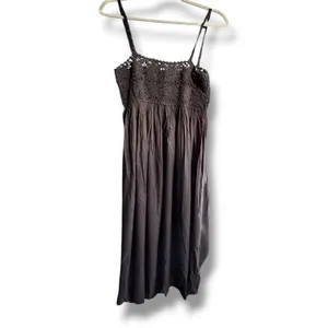 ASOS DESIGN Crochet Babydoll Midi Sundress Black Boho Festival Dress Vacation thumbnail 3