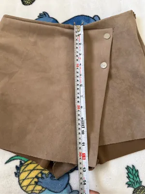 Love Tree Juniors L Taupe Faux Suede Wrap Mini Skort Snap Y2K Western Boho Fall thumbnail 9
