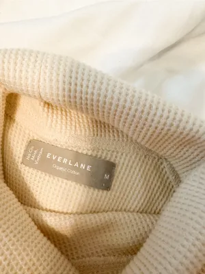 Everlane Organic Cotton Cream Waffle-Knit Pullover Sweater thumbnail 2