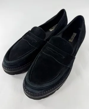 Bibi Lou Black Suede Lug Sole Penny Loafers Women Size 40 Preppy Platform Shoes thumbnail 1