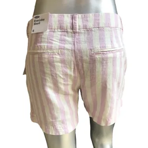 NEW Old Navy Striped Linen Blend Purple White Shorts Women's Size 6 NWT $27 thumbnail 2