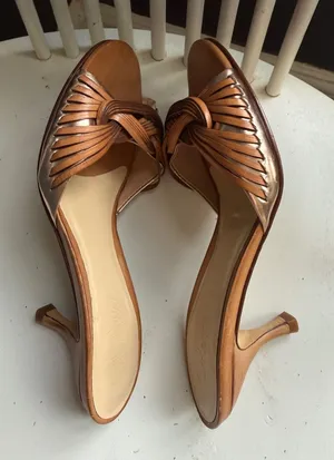 Cole Haan Women's Brown Leather Slip-On Heels thumbnail 1