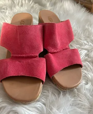 Ugg Sandal Suede Espadrilles Wedge Women's US 8 Slip On Shoes red/orange thumbnail 1