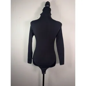 skims essential mock neck long sleeve bodysuit L/XL black Slimming thumbnail 3