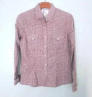 Panhandle S Western Pearl Snap Cowgirl Fitted Cotton Shirt in Pink Pattern thumbnail 1