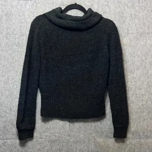 Vintage Tomboy Black Cowl Neck Sweater Textured Knit Pullover Medium‎ 80s 90s thumbnail 6