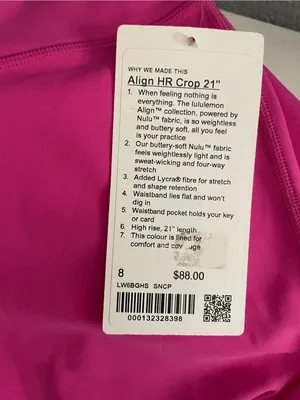 NWT Lululemon Align High Rise Crop 21” Sonic Pink Size 8 thumbnail 7