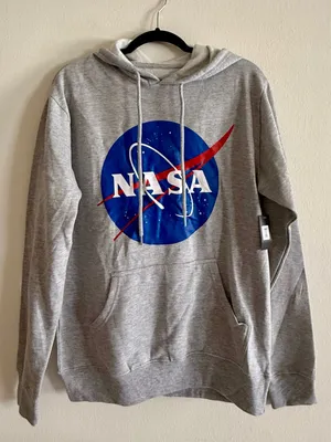 NASA Gray Hooded Pullover Sweatshirt Size M thumbnail 1