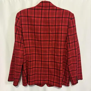 Vintage Pendleton Red Black Plaid Wool Blazer Women’s 14 Made USA Preppy Tartan thumbnail 6
