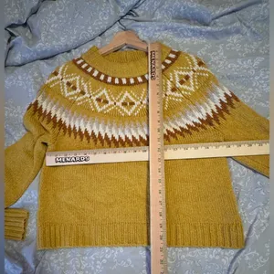 American Eagle Fair Isle Mustard‎ Yellow Pullover Sweater Womens size small thumbnail 7