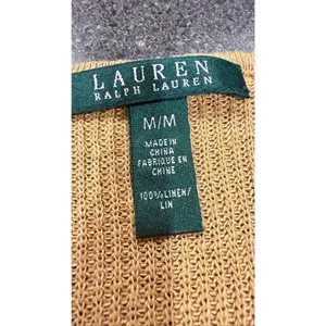 Lauren Ralph Lauren Yellow 100% Linen Knit Cardigan Sweater Women's Size M thumbnail 8