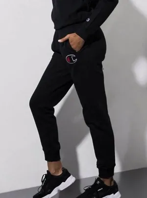 Champion Reverse Weave Black Big C Logo Joggers Large thumbnail 1