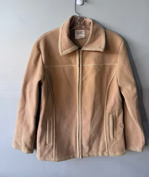 Vittorio Romani Tan Faux Suede Fleece Lined Full Zip Jacket Medium 10/12 thumbnail 1
