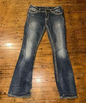 Silver cowboycore western Suki flap embroidered 28x32 jeans thumbnail 1