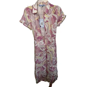 HILL HOUSE Candy Kaleidoscope The Lily Button Down Linen Shirt Dress size XS thumbnail 4