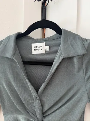 Hello Molly Sage Green Twist-Front Long Sleeve Shirt thumbnail 2