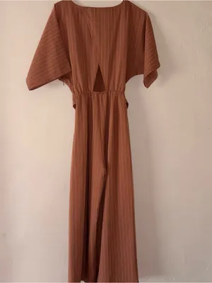 Olive scent orange pinstripe jumpsuit S thumbnail 4
