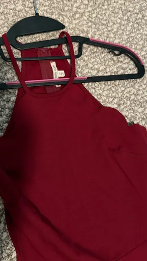 Charlotte Russe XS Fit-and-Flare Dress - Deep Red/Burgundy (small stain shown) thumbnail 3