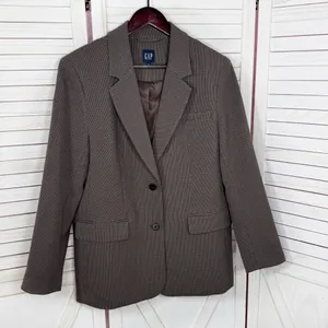 Gap Oversized Blazer Women Small‎ Brown Houndstooth Knit Jacket Heritage Preppy thumbnail 7