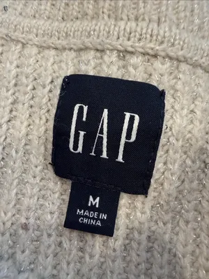 GAP Cream Ribbed Shimmer Crewneck Sweater Size Medium - C11-638 thumbnail 2