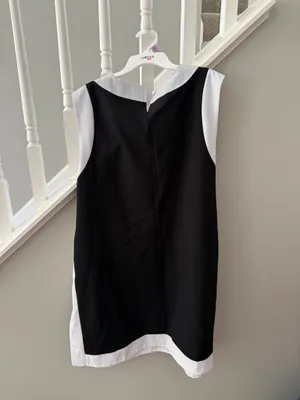 black and white sleeveless dress thumbnail 2