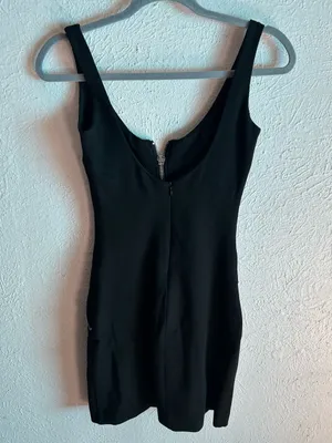 Zara Black Zip Detail Bodycon Mini Dress XS thumbnail 3