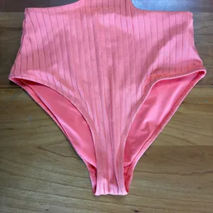 Aerie Ribbed Cut Out One‎ Piece Swimsuit Coral Peach XXS Full Coverage Monokini thumbnail 2