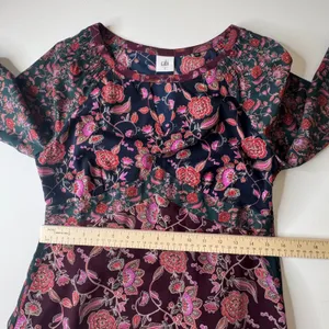 Cabi Festive Maxi Dress Small‎ Retro Floral Boho Multicolor Fall Festival Chic thumbnail 10