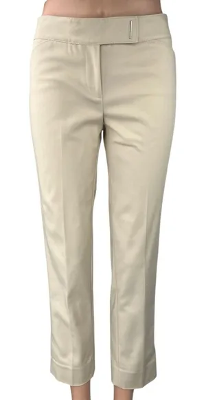 White House Black Market Perfect Form Cream Straight Slim Ankle Trousers Pants 0 thumbnail 1