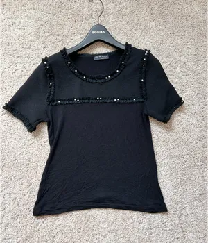 Zara faux pearl stud top. Xs thumbnail 3
