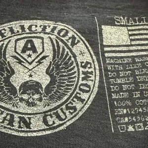 Affliction American Custom Rhinestone Fringe Tee Shirt Small Y2K Moto Biker Glam thumbnail 4