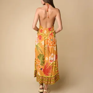 Z&L‎ Europe Vibrant Floral Halter Delia Maxi Dress large. thumbnail 2